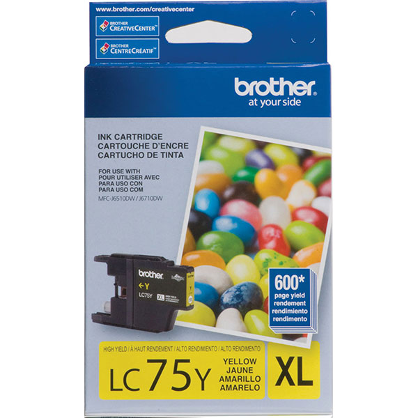 Genuine Brother LC-75Y Yellow OEM Ink Cartridge