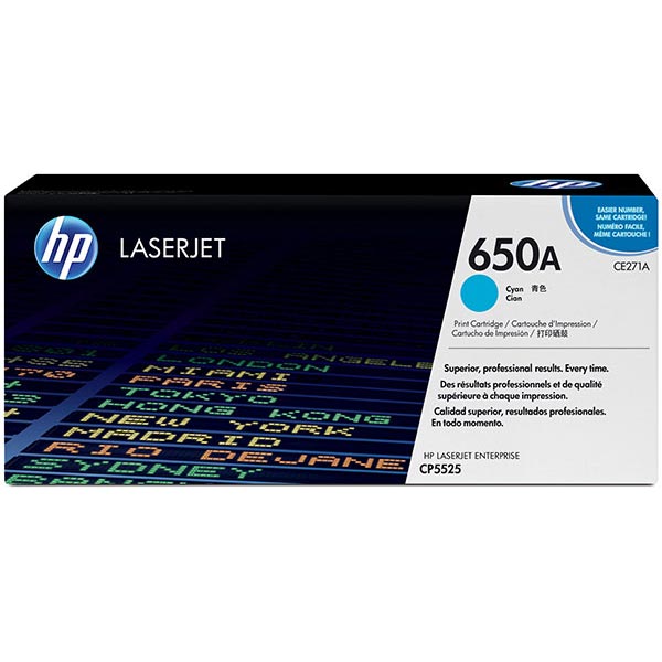 Genuine HP CE271A (HP 650A) Cyan OEM Laser Toner Cartridge