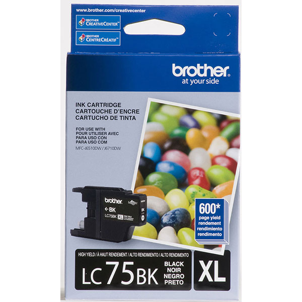 Genuine Brother LC-75BK Black OEM Inkjet Cartridge