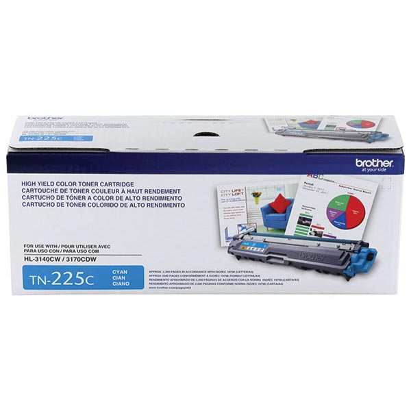 Genuine Brother TN-225C Cyan OEM Toner Cartridge