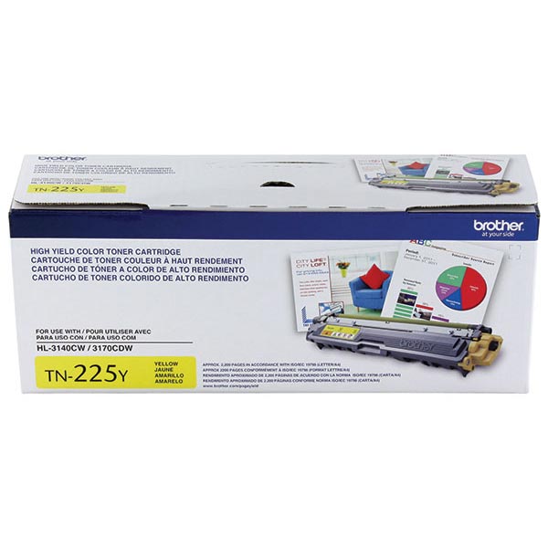 Genuine Brother TN-225Y Yellow OEM Toner Cartridge